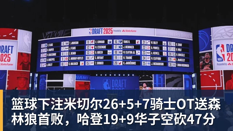 篮球下注米切尔26+5+7骑士OT送森林狼首败,哈登19+9华子空砍47分